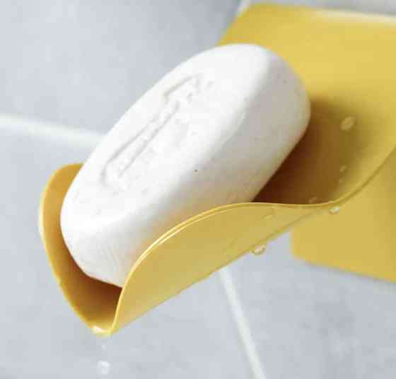 Мыльница для ванной на присоске, мыльница со сливом для воды, синяя, размер 9*11 см Киев