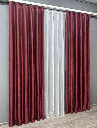 Комплект готових штор VR-Textil Софт "Люкс" № 753ш Бордовий 150х280 см 2шт (30-534) Київ