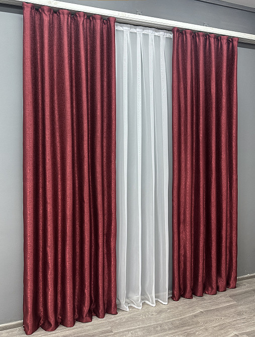 Комплект готових штор VR-Textil Софт "Люкс" № 753ш Бордовий 150х280 см 2шт (30-534) Київ - фото 4