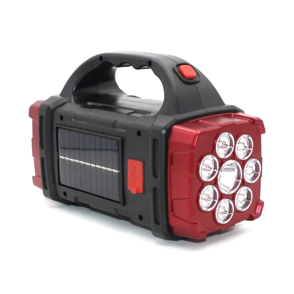 Світлодіодний ручний ліхтар Starnearby з акумулятором, на сонячній батареї (Чорний/Червоний, 76LED, 38Вт) Николаев - изображение 4