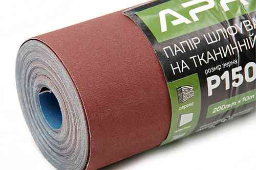 Папір шліфувальний P150 рулон 200 мм*10 м (тканинна основа) APRO Рівне