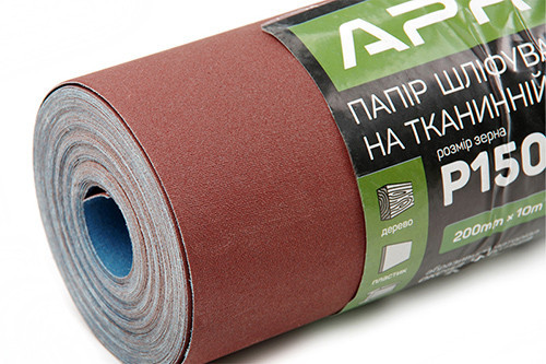 Папір шліфувальний P150 рулон 200 мм*10 м (тканинна основа) APRO Рівне - фото 1