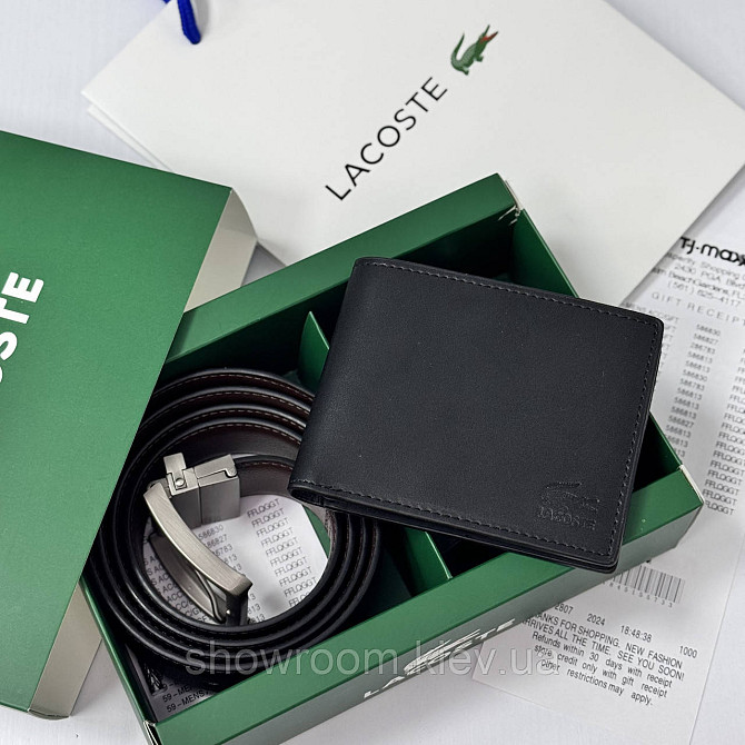 Мужской подарочный набор портмоне и ремень Lacoste (982) Киев - изображение 8