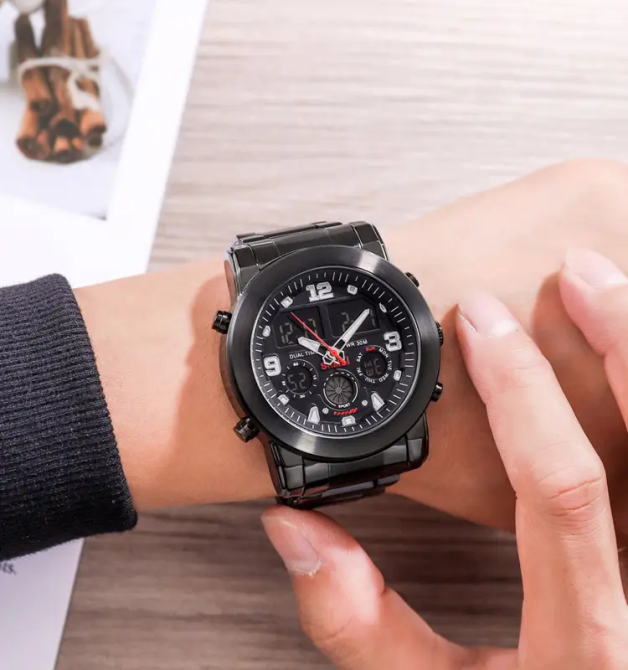 Мужские наручные классические часы Skmei 1642 (Черные с черным циферблатом) Винница - изображение 6