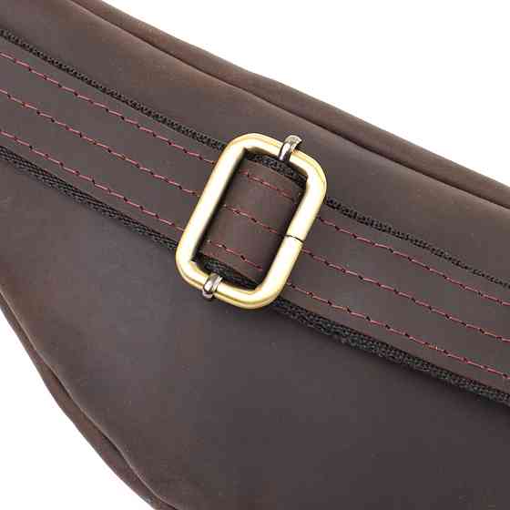 Стильна чоловіча бананка з натуральної вінтажної шкіри Shvigel 23130 Коричневий Київ