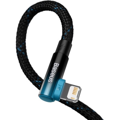 Дата кабель USB 2.0 AM to Lightning 2.0m 2.4A 90° corner black/blue Baseus (CAVP000121) Вінниця - фото 4