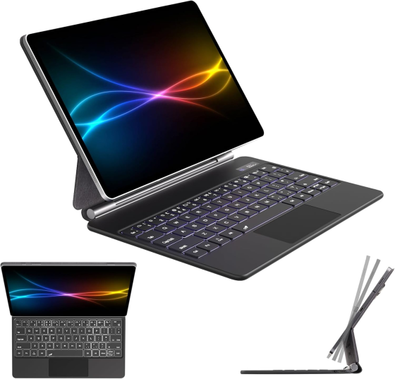 Чохол-клавіатура TECHGEAR для Samsung Galaxy Tab S10+/S9+/S9 FE+/S8+/S7+/S7 FE 12.4", Bluetooth, трекпад, RGB, чорний Київ