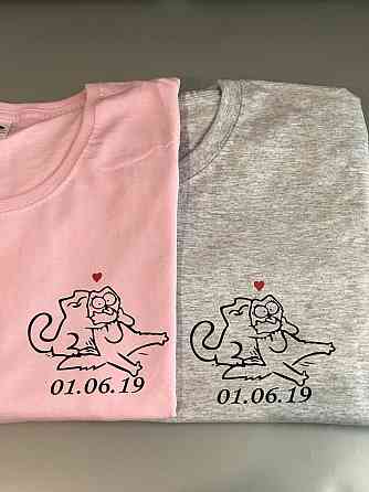 Парні футболки для хлопця та дівчини з котиками та датами Чернівці