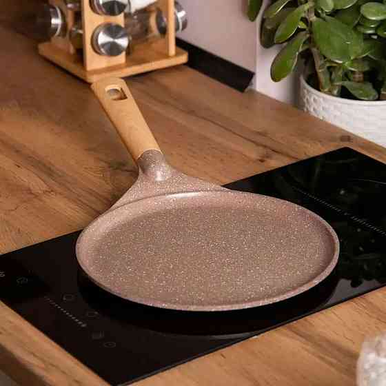 Алюминиевая блинная сковорода с мраморным антипригарным покрытием Ø 28 см, толстое дно MGC кофейного цвета HP-4-430CO Киев