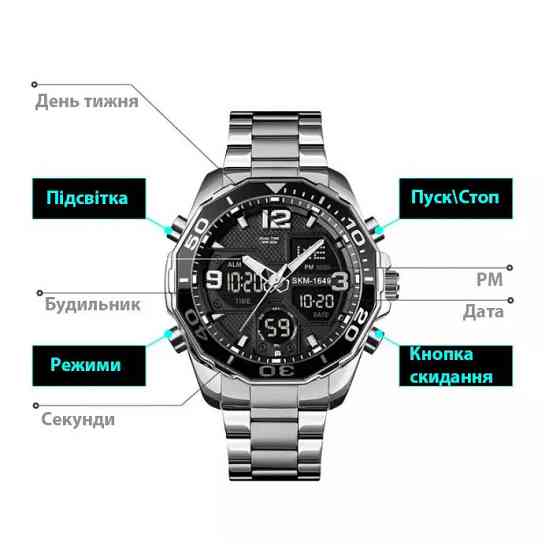 Годинники чоловічі дуже стильні SKMEI 1649BK, Чоловічі наручні годинники класні EP-44 Львів