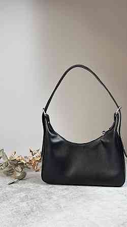 Женская кожаная сумочка, Стильная сумка из натуральной кожи, Маленькая черная сумка на плечеMasterSem Киев