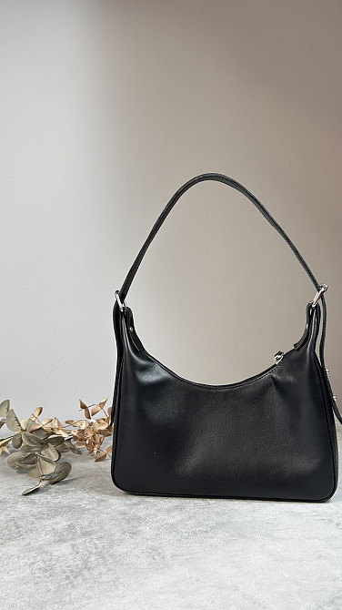 Женская кожаная сумочка, Стильная сумка из натуральной кожи, Маленькая черная сумка на плечеMasterSem Киев - изображение 4