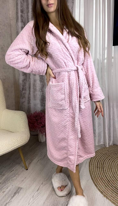 Жіночий махровий халат довгий Харків - фото 4