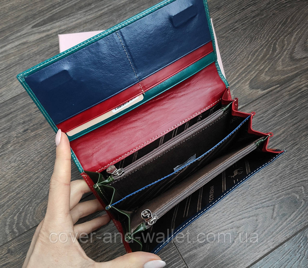 Стильний бірюзовий жіночий гаманець із гладкої шкіри на магнітах Marco Coverna Київ - фото 4