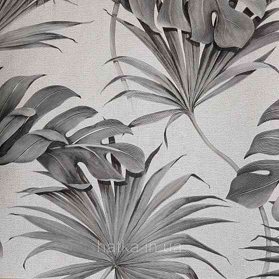 Шпалери вінілові на флізелін Marburg New Spirit Schoner Wohnen листя папороті монстери сірі на білому Київ