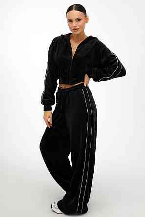 Жіночий прогулянковий велюровий костюм-двійка Чорний, 48/52 Одеса