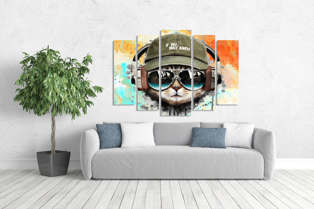 Модульная картина в гостиную / спальню  Музичний кіт LM020_5 99х140 см Киев - изображение 2