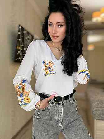 Жіноча святкова блуза з квітами турецький софт Білий 4, 46/48 Одеса