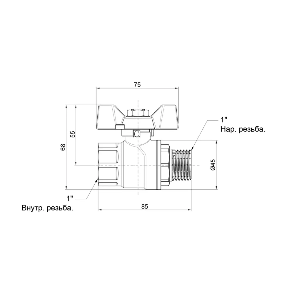 Кран кульовий Thermo Alliance Forte 1" ВН для води (метелик) SF607W25 Київ - фото 9