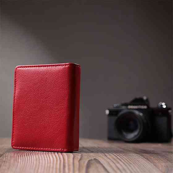 Яскравий жіночий гаманець з монетницею та блоком для пропусків із натуральної шкіри ST Leather 22714 Червоний Київ