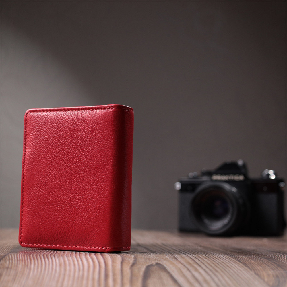 Яркий женский кошелек с монетницей и блоком для пропусков из натуральной кожи ST Leather 22714 Красный Киев - изображение 2