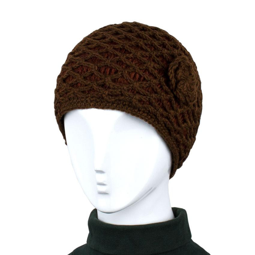 Шапка жіноча вовняна коричнева Київ - фото 1
