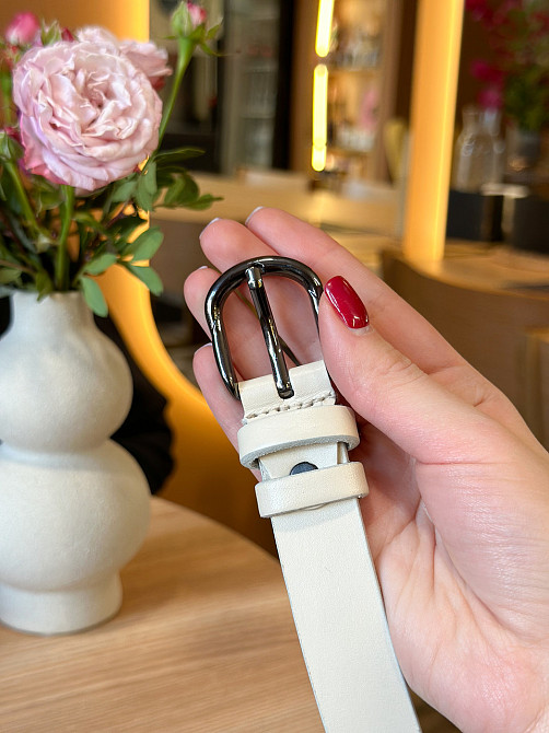 Шкіряний жіночий ремінь в білому кольорі 6231 Київ - фото 9