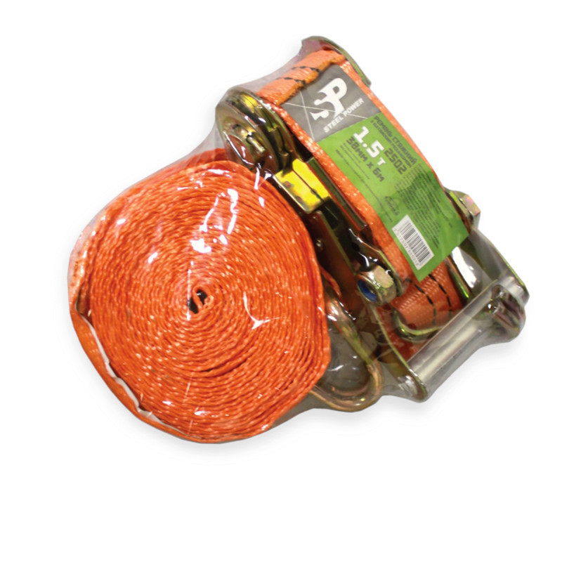 Трос 1,5т х 6м х 38мм метал. ручка поліестер steel power стяжний Мукачево - фото 1