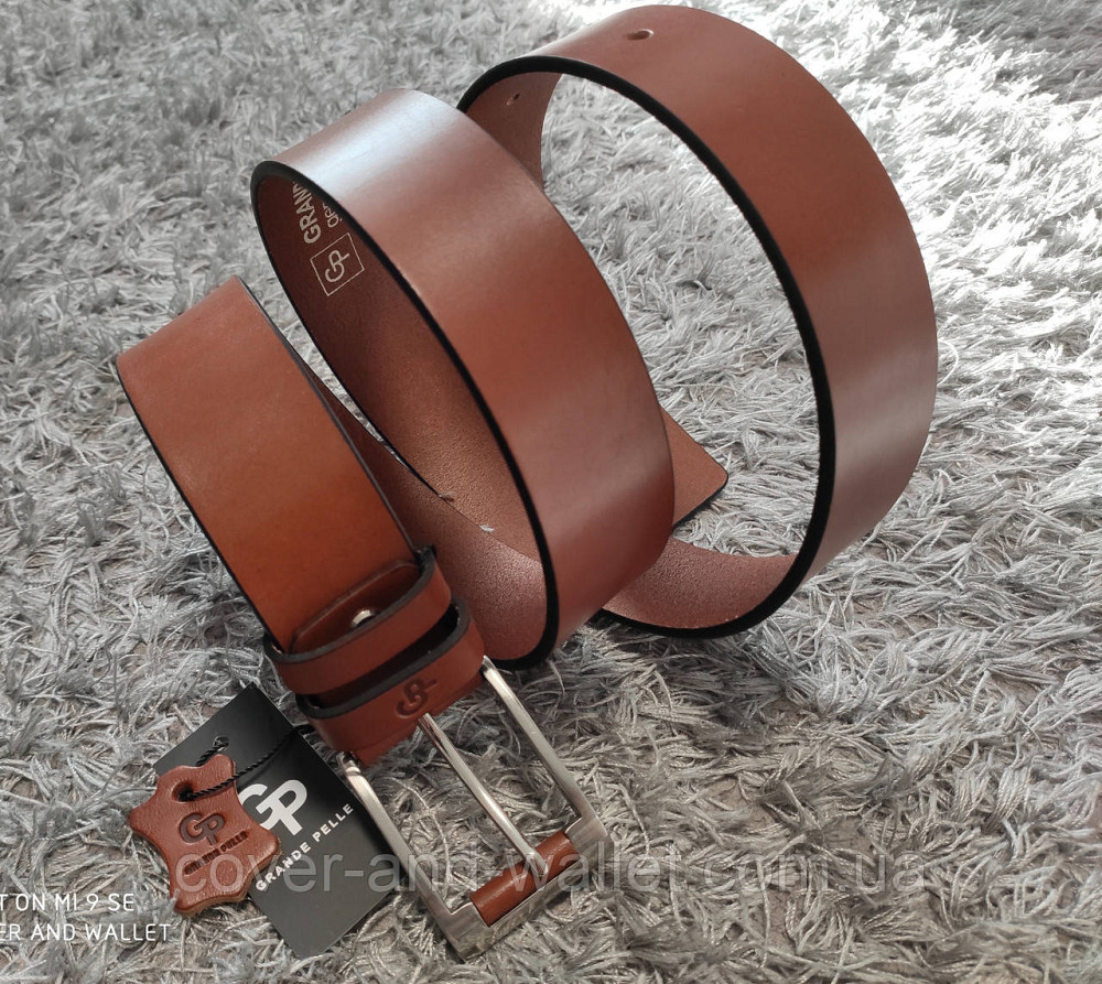 Стильний чоловічий ремінь рудого кольору з оригінальною пряжкою Grande Pelle Rullo Київ - фото 7