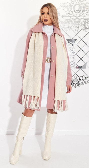 Розовое пальто А силуєта (46) Київ - фото 3