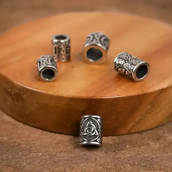 Набор 5 металлических бусин-шармов в скандинавском стиле с символом трикветра Киев