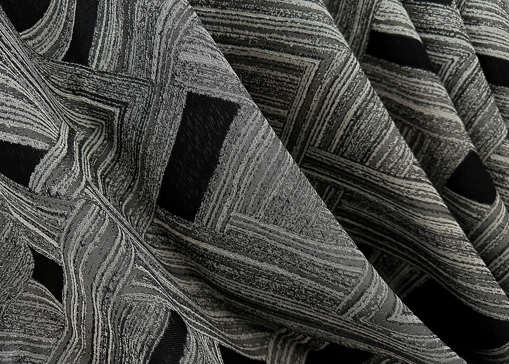 Комплект готовых штор VR-Textil Жаккард Mystery № 1629ш Серый с черным 100х290 см 2 шт (31-908) Киев - изображение 6