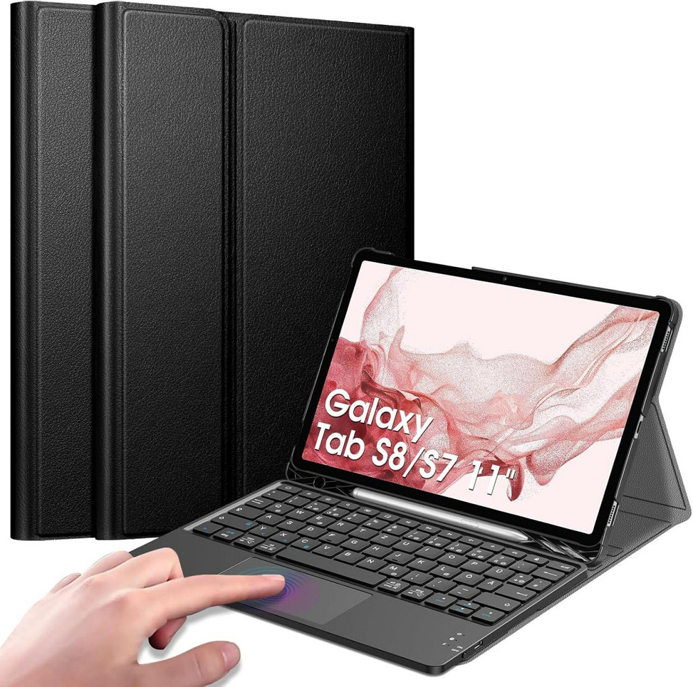 Фирменный чехол-книжка ROOFEI с Bluetooth клавиатурой для планшета Samsung Galaxy Tab S8 2022/ S7 2020 11 дюймов Днепр - изображение 2