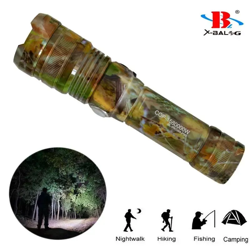 Ручной аккумуляторный фонарик с боковым диодом Power style MX-915M-COB камуфляжный расцветка Коломия - фото 3