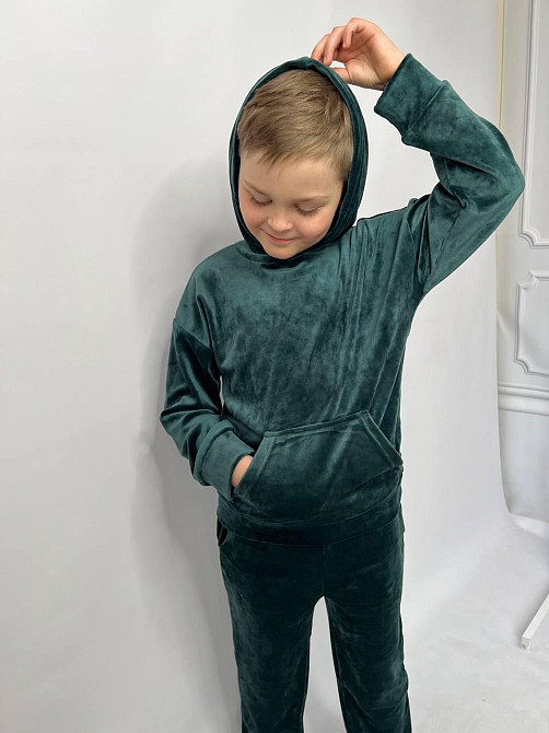 Дитячий велюровий костюм Кенгуру 110-116 Смарагдовий Харків - фото 6