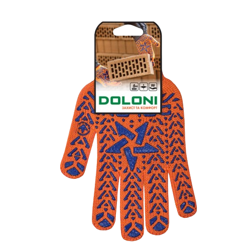 Рукавички 564 трикотаж 280 текс з малюнком ПВХ Зірка клас 7 помаранчевий ДКГ Житомир