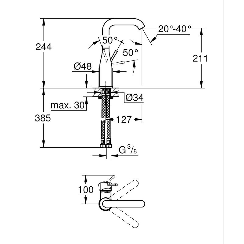 Одноважільний змішувач для раковини L-Size Grohe Essence  ( 12790 ) Харків - фото 4