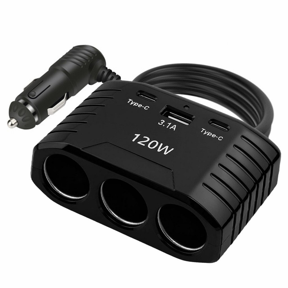 Автомобільний розгалужувач прикурювача (USB+2хType-C) 120W,CTC-604 SBR Київ - фото 3