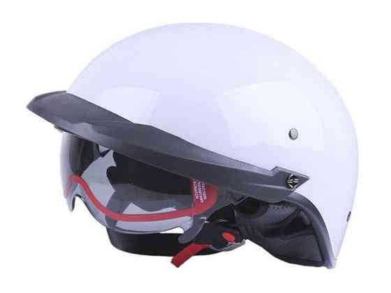 Шлем мотоциклетный MD-513-1, белый глянцевый с черным стеклом, size L Мукачево