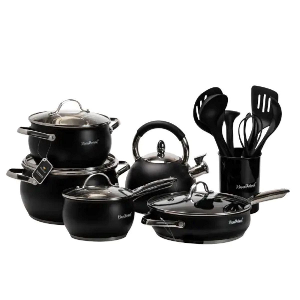 Yiwu Набір посуду для приготування з нержавіючої сталі 12 предметів, чорний Коломия - фото 1