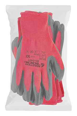 MASTERTOOL Рукавички трикотажні безшовні MASTERTOOL нітрилове покриття долоні 10" 12 пар червон Киев