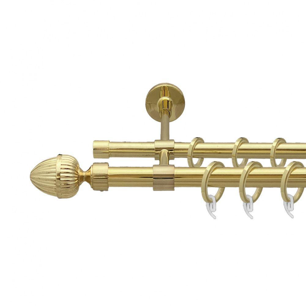 Карниз Orvit Одеон металевий дворядний закритий гладка труба кільце фасонне металеве  Золото 19\16 мм 300 см Львов - изображение 1