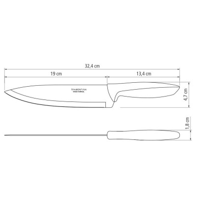 Кухонный нож Tramontina Plenus Light Grey Chef 203 мм (23426/138) Винница - изображение 3