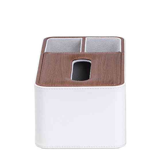 Салфетница-органайзер из эко-кожи 3 отделения 26.5*14*9.5 см Белый с коричневым HP9290 Киев