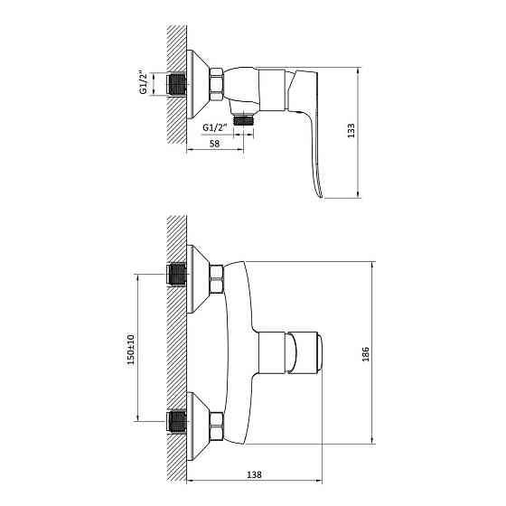 Змішувач для душу RJ SLIP із душовим гарнітуром (RBZ090-5) Київ