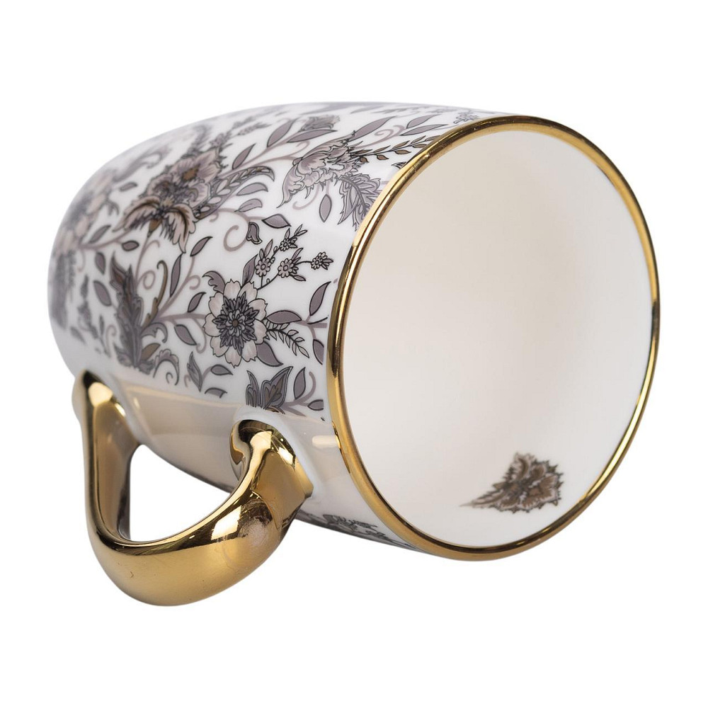 Сіра фарфоровая чашка 400 мл з золотим ободком Київ - фото 4