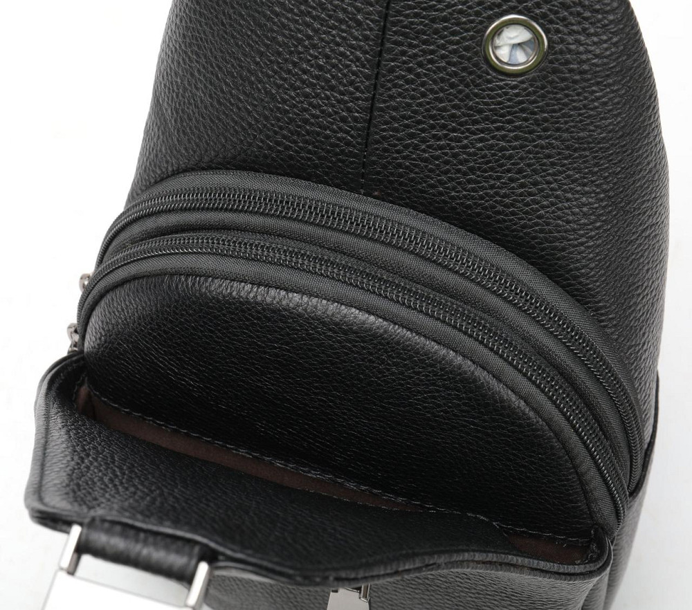 Сумка мужская слинг через плечо в зернистой коже Vintage 20249 Черная Киев - изображение 9