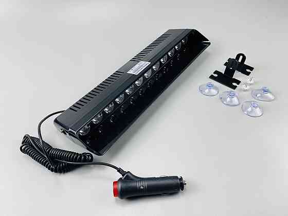 Маячок проблисковий S12 автомобільний стробоскоп 9-80V (12 led діодів) білий спалах (під скло) мигалка Мукачево