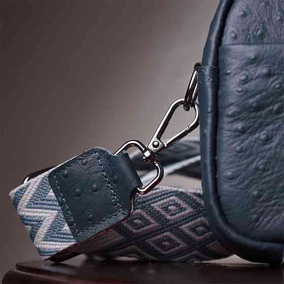 Цікава сумка для жінок із фактурної натуральної шкіри Синя (Vintage) Київ