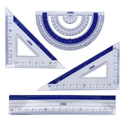 Набір лінійок "Умка" (лінійка20см + 2 трикутника+транспортир) синій пластик, ЛН06-04, шт Київ